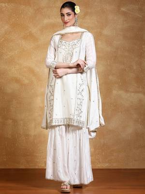 Women Floral Embroidered Kurta with Sharara & Dupatta 1