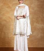 Women Floral Embroidered Kurta with Sharara & Dupatta