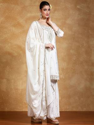 Women Floral Embroidered Kurta with Sharara & Dupatta 3