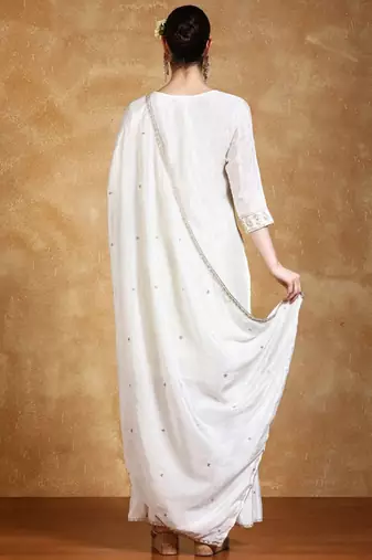 Women Floral Embroidered Kurta with Sharara & Dupatta