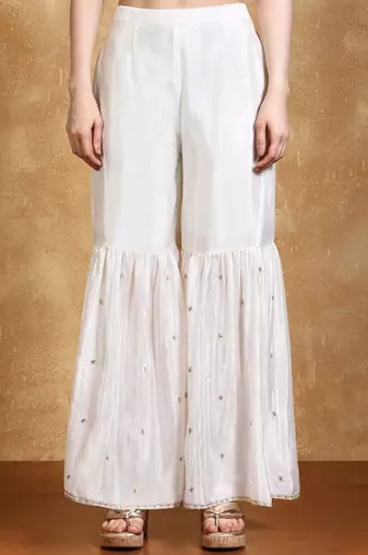 Women Floral Embroidered Kurta with Sharara & Dupatta