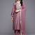 Floral Yoke Design Flared Sleeve Thread Work Straight Kurta With Trouser & Dupatta