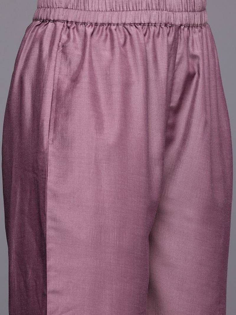 Floral Yoke Design Flared Sleeve Thread Work Straight Kurta With Trouser & Dupatta
