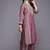 Floral Yoke Design Flared Sleeve Thread Work Straight Kurta With Trouser & Dupatta