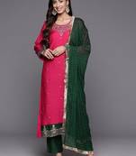 Women Ethnic Motifs Embroidered Regular Kurta with Trousers & With Dupatta
