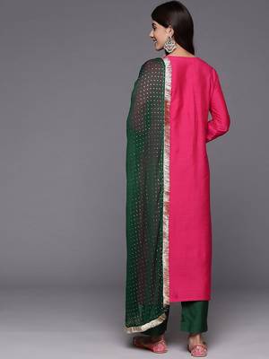 Women Ethnic Motifs Embroidered Regular Kurta with Trousers & With Dupatta 6