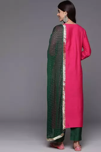 Women Ethnic Motifs Embroidered Regular Kurta with Trousers & With Dupatta