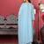 Blue Floral Embroidered Mirror Work Straight Kurta With Trousers & Dupatta