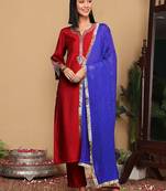 Women Ethnic Motifs Embroidered Regular Sequinned Kurta with Trousers & With Dupatta