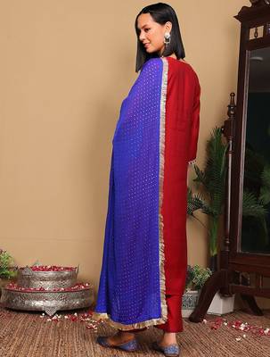 Women Ethnic Motifs Embroidered Regular Sequinned Kurta with Trousers & With Dupatta 4