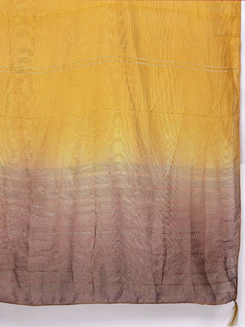 Floral Printed Thread Work Kurta with Trousers & With Dupatta