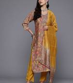 Floral Printed Thread Work Kurta with Trousers & With Dupatta