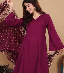 V-Neck Full Sleeves Regular A-Line Kurta With Palazzo With Dupatta