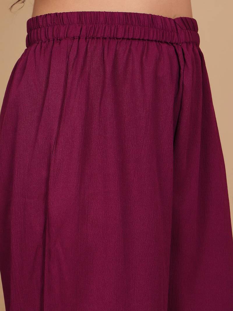 V-Neck Full Sleeves Regular A-Line Kurta With Palazzo With Dupatta