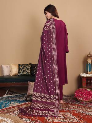 V-Neck Full Sleeves Regular A-Line Kurta With Palazzo With Dupatta 6