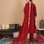 Women Maroon Silk Zari Floral Embroidered Kurta with trousers & Dupatta