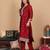 Women Maroon Silk Zari Floral Embroidered Kurta with trousers & Dupatta