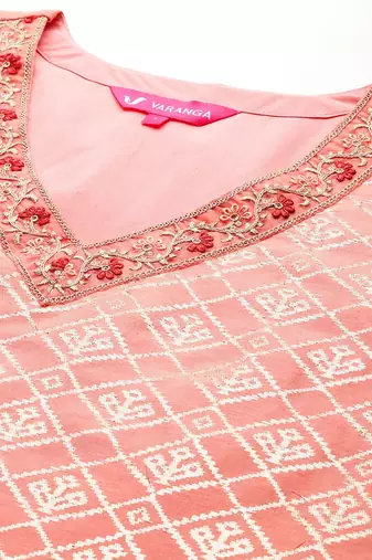 Woven Design Zari Kurta With Trousers & Dupatta