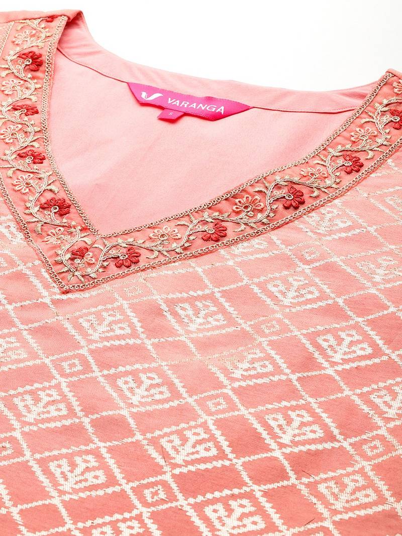 Woven Design Zari Kurta With Trousers & Dupatta
