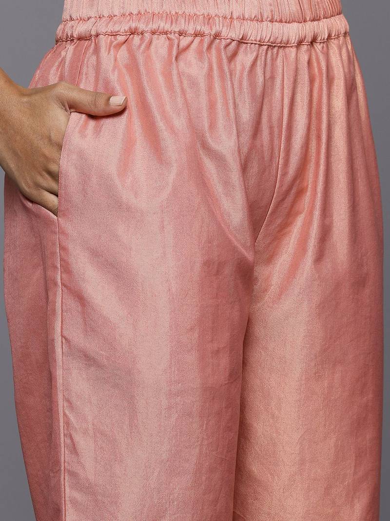 Woven Design Zari Kurta With Trousers & Dupatta