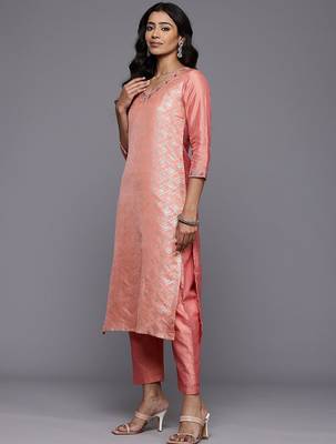 Woven Design Zari Kurta With Trousers & Dupatta 5