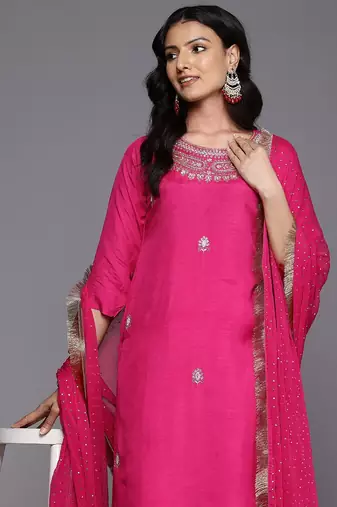 Women Ethnic Motifs Zardozi Embroidered Kurta Trousers, and Dupatta