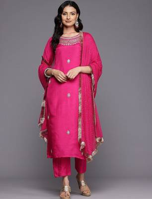 Women Ethnic Motifs Zardozi Embroidered Kurta Trousers, and Dupatta 1