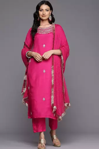Women Ethnic Motifs Zardozi Embroidered Kurta Trousers, and Dupatta