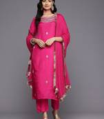 Women Ethnic Motifs Zardozi Embroidered Kurta Trousers, and Dupatta