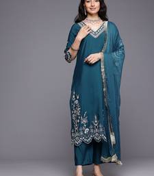 Ethnic Motifs Embroidered Zari Kurta With Trousers & Dupatta
