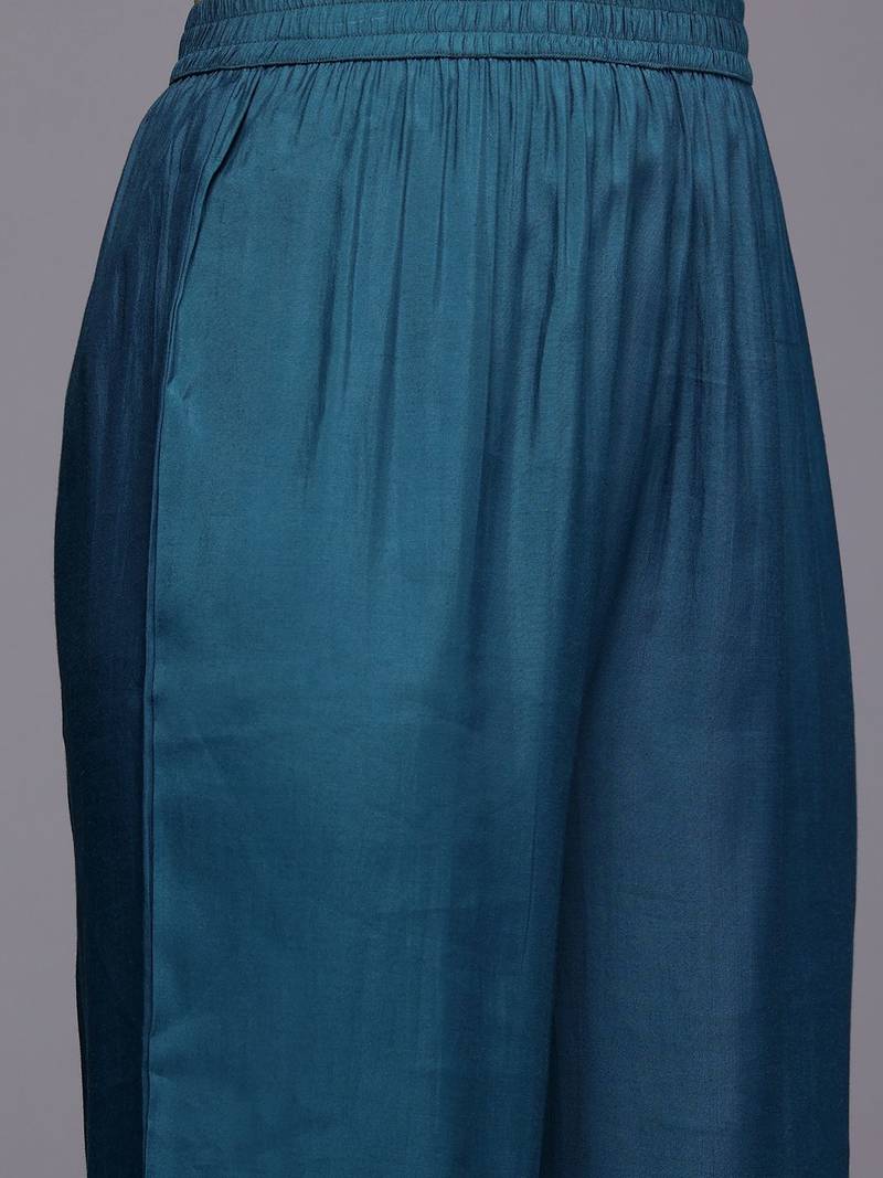 Ethnic Motifs Embroidered Zari Kurta With Trousers & Dupatta