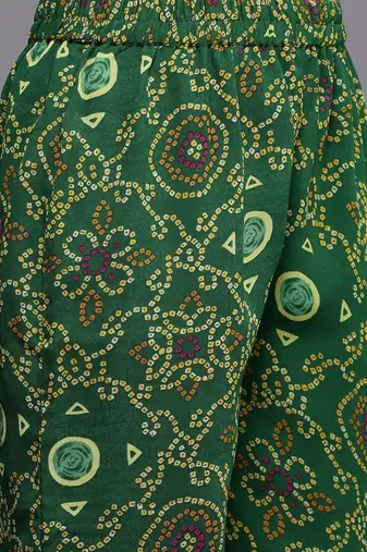 Bandhani Printed Empire Gotta Patti Kurta With Trousers & Dupatta