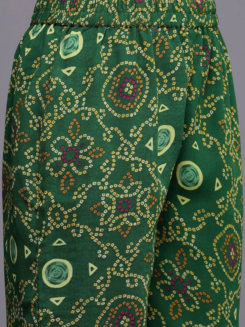Bandhani Printed Empire Gotta Patti Kurta With Trousers & Dupatta