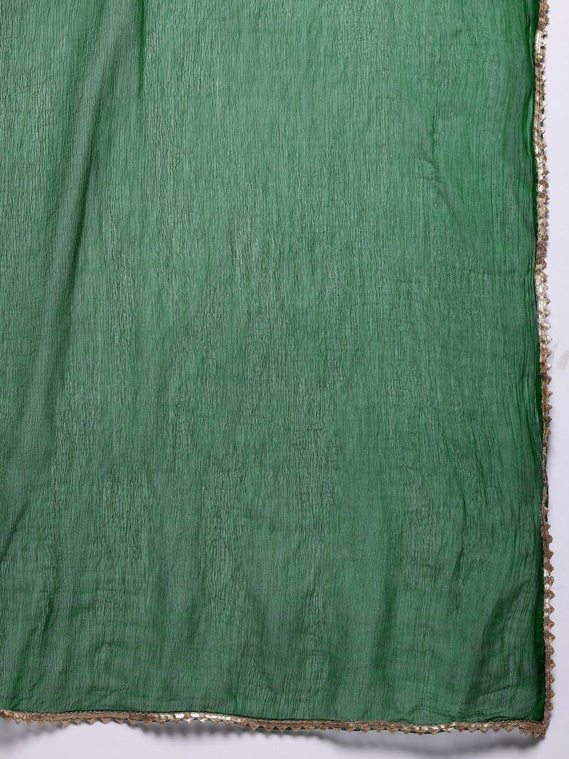 Bandhani Printed Empire Gotta Patti Kurta With Trousers & Dupatta