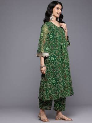 Bandhani Printed Empire Gotta Patti Kurta With Trousers & Dupatta 6