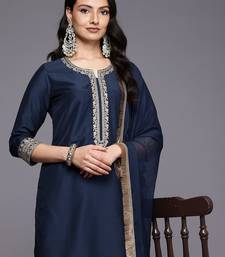 Ethnic Motifs Embroidered Zari Kurta With Palazzos & Dupatta