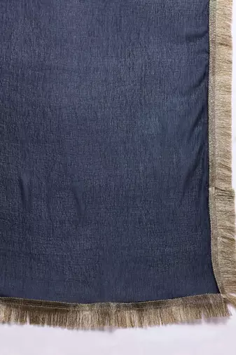 Ethnic Motifs Embroidered Zari Kurta With Palazzos & Dupatta