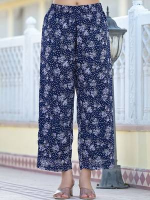Women Floral Printed Empire Silk Georgette Kurta with Trousers 7
