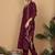 Purple Embroidered Sequinned Pure Silk Straight Kurta with Trousers & Dupatta