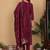 Purple Embroidered Sequinned Pure Silk Straight Kurta with Trousers & Dupatta