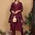 Purple Embroidered Sequinned Pure Silk Straight Kurta with Trousers & Dupatta