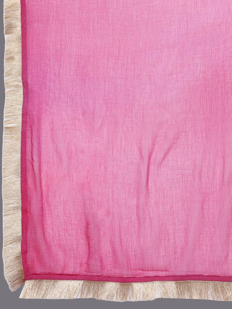 Bandhani Printed Thread Work Straight Kurta With Trousers & Dupatta