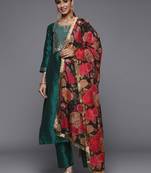 Ethnic Motifs Embroidered Gotta Patti Straight Kurta & Trousers With Dupatta