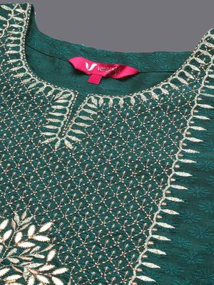 Ethnic Motifs Embroidered Gotta Patti Straight Kurta & Trousers With Dupatta 2