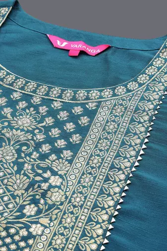 Ethnic Motifs Yoke Design Thread Work Straight Kurta with Trousers & Dupatta