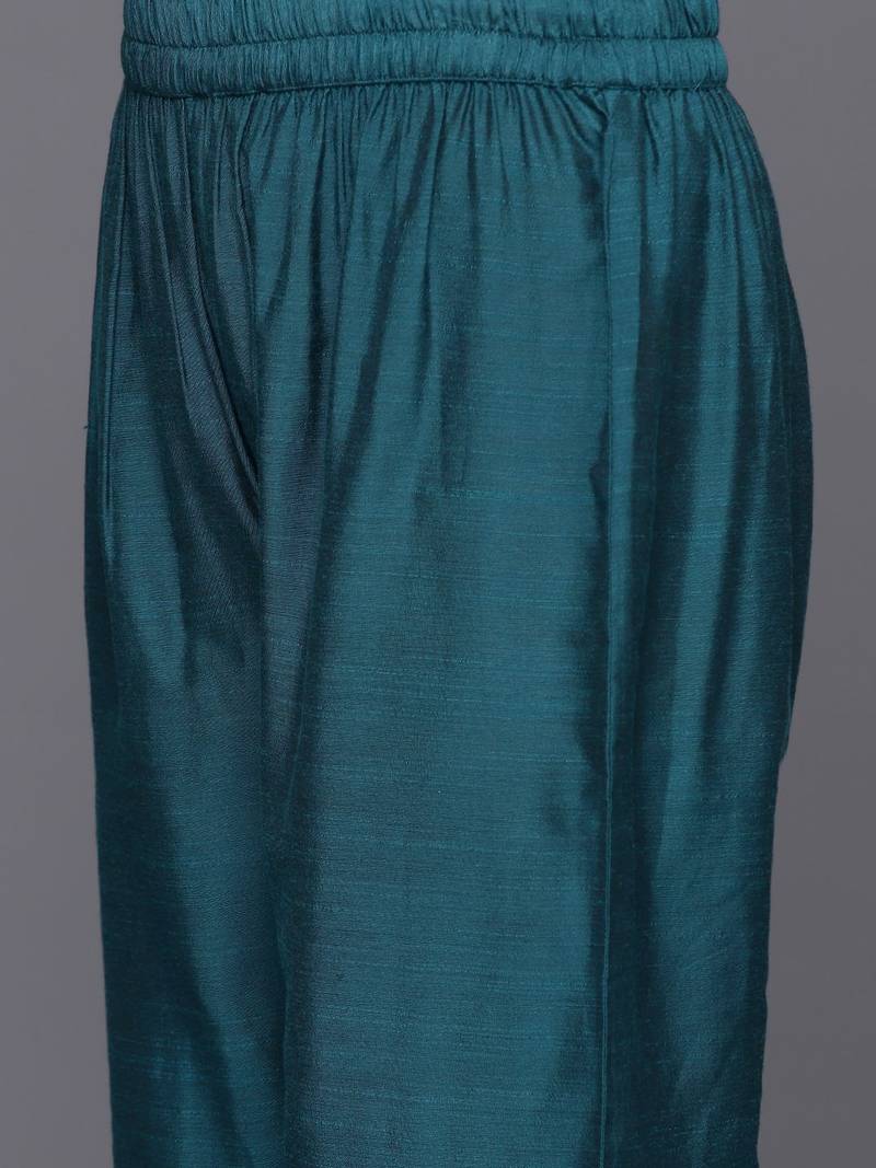 Ethnic Motifs Yoke Design Thread Work Straight Kurta with Trousers & Dupatta