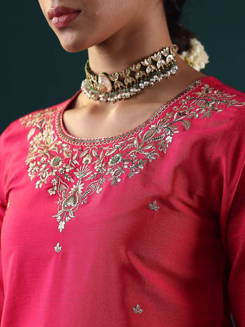 Women Ethnic Motifs Embroidered Regular Thread Work Kurta with Trousers & With Dupatta