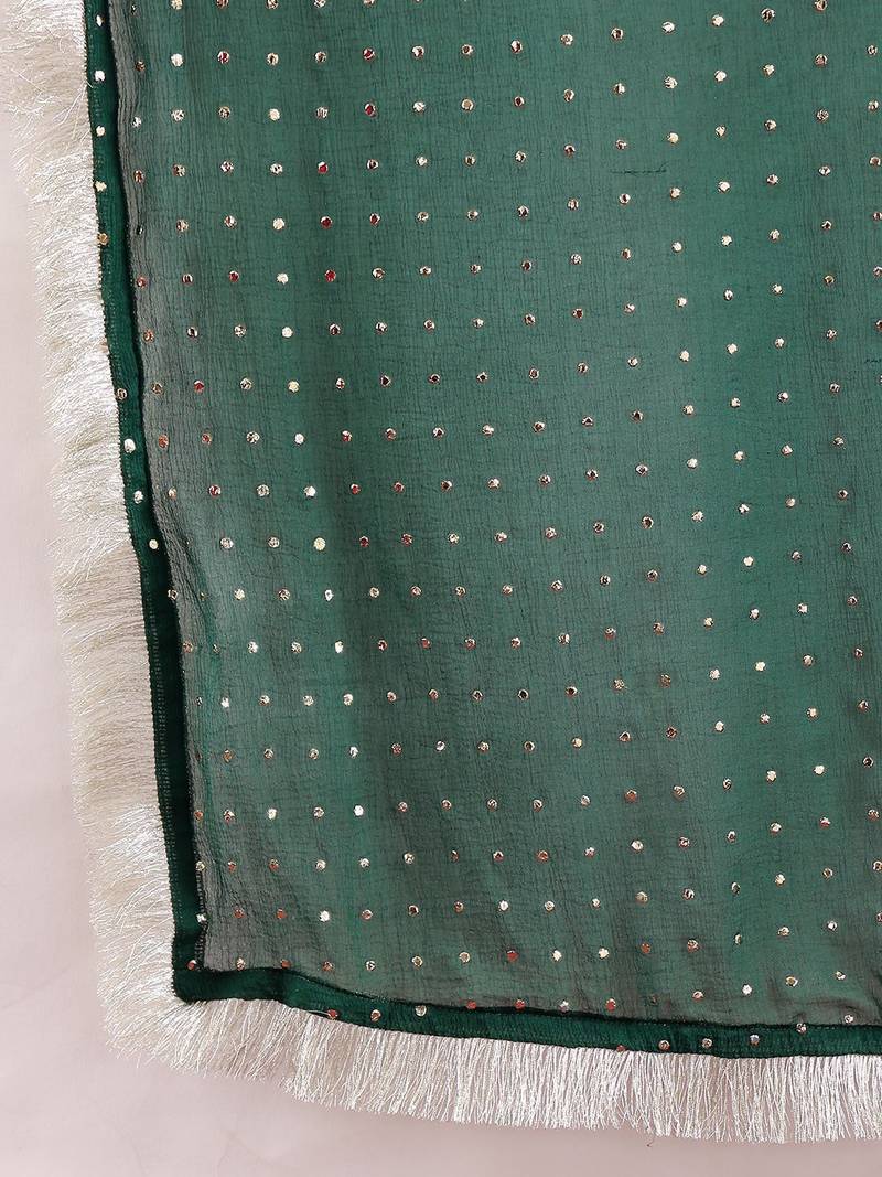 Women Ethnic Motifs Embroidered Regular Thread Work Kurta with Trousers & With Dupatta