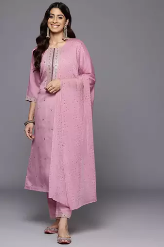 Women Ethnic Motifs Embroidered Regular Kurta with Trousers & With Dupatta