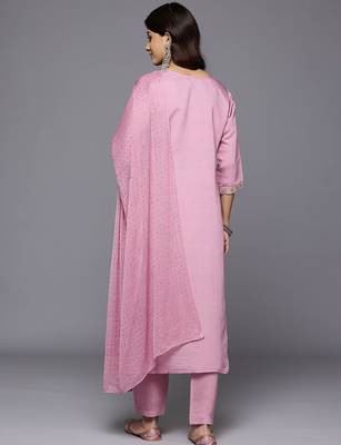 Women Ethnic Motifs Embroidered Regular Kurta with Trousers & With Dupatta 6
